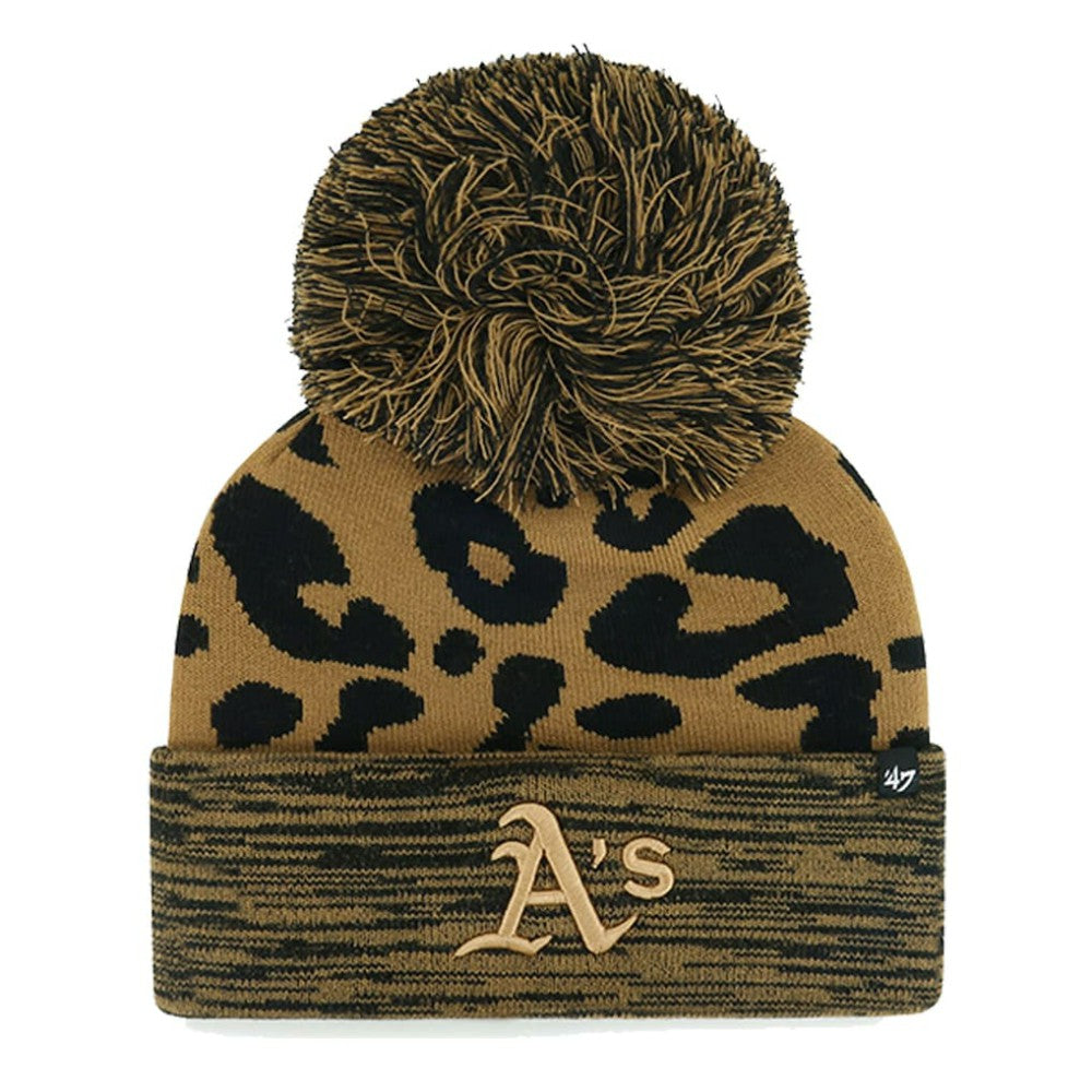 Athletics '47 Women's Leopard Rosette Cuffed Knit Hat with Pom On Sale