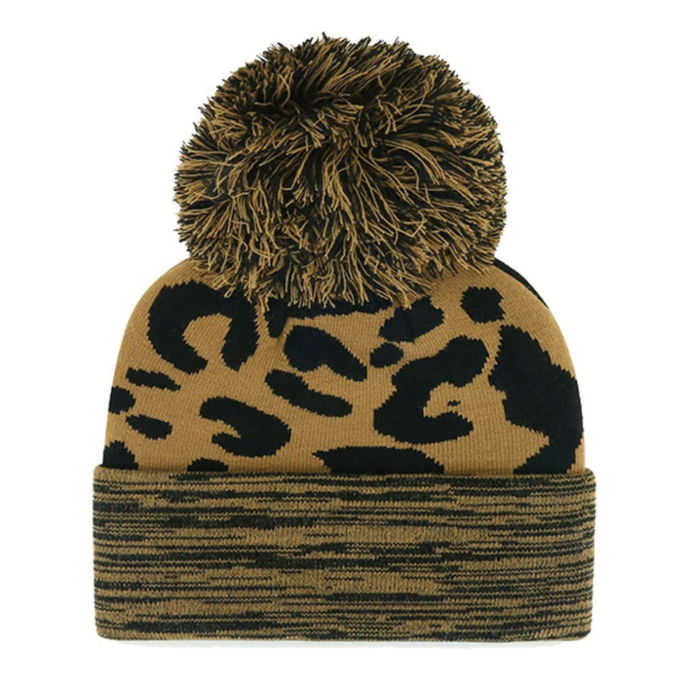 Athletics '47 Women's Leopard Rosette Cuffed Knit Hat with Pom On Sale