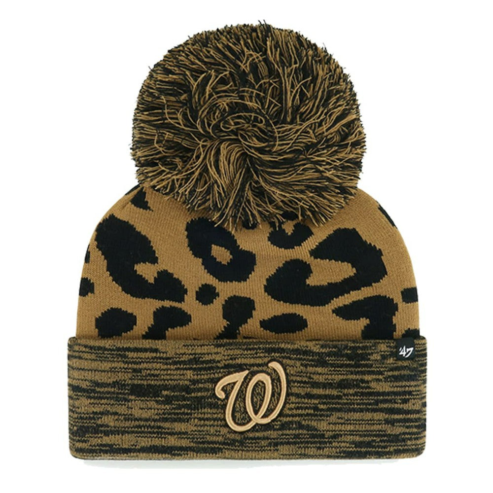 Washington Nationals '47 Women's Leopard Rosette Cuffed Knit Hat with Pom On Sale