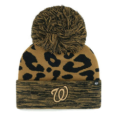 Washington Nationals '47 Women's Leopard Rosette Cuffed Knit Hat with Pom On Sale