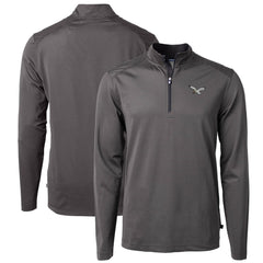 Philadelphia Eagles Cutter & Buck Gridiron Classics Big & Tall Virtue Eco Pique Micro Stripe Recycled Quarter-Zip Pullover Top Charcoal - NFL
