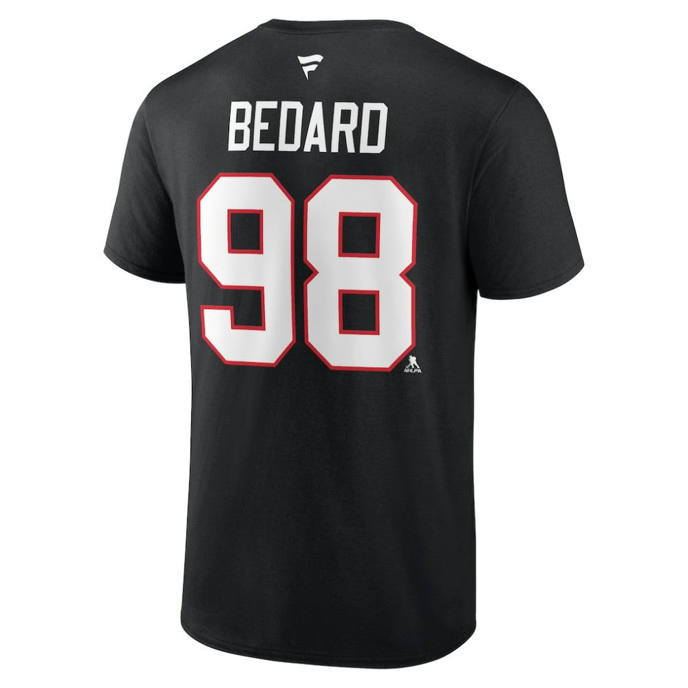 Connor Bedard Chicago Blackhawks Fanatics Authentic Stack Name & Number T-Shirt Black