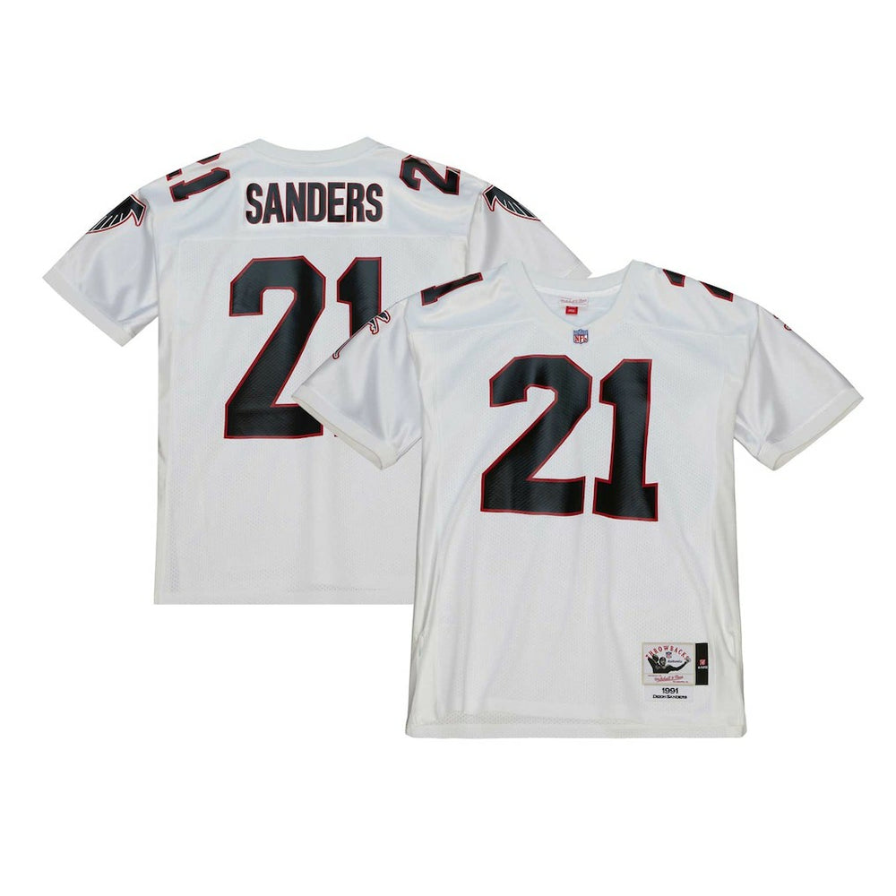 Deion Sanders Atlanta Falcons 1991 Authentic Throwback Retired Player Jersey White - Mitchell & Ness