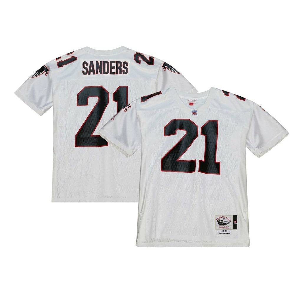 Deion Sanders Atlanta Falcons 1991 Authentic Throwback Retired Player Jersey White - Mitchell & Ness