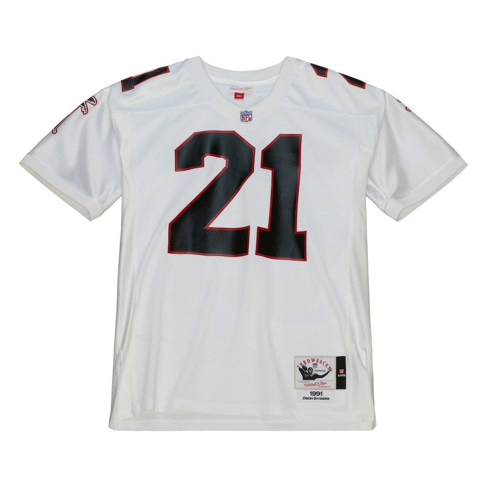Deion Sanders Atlanta Falcons 1991 Authentic Throwback Retired Player Jersey White - Mitchell & Ness