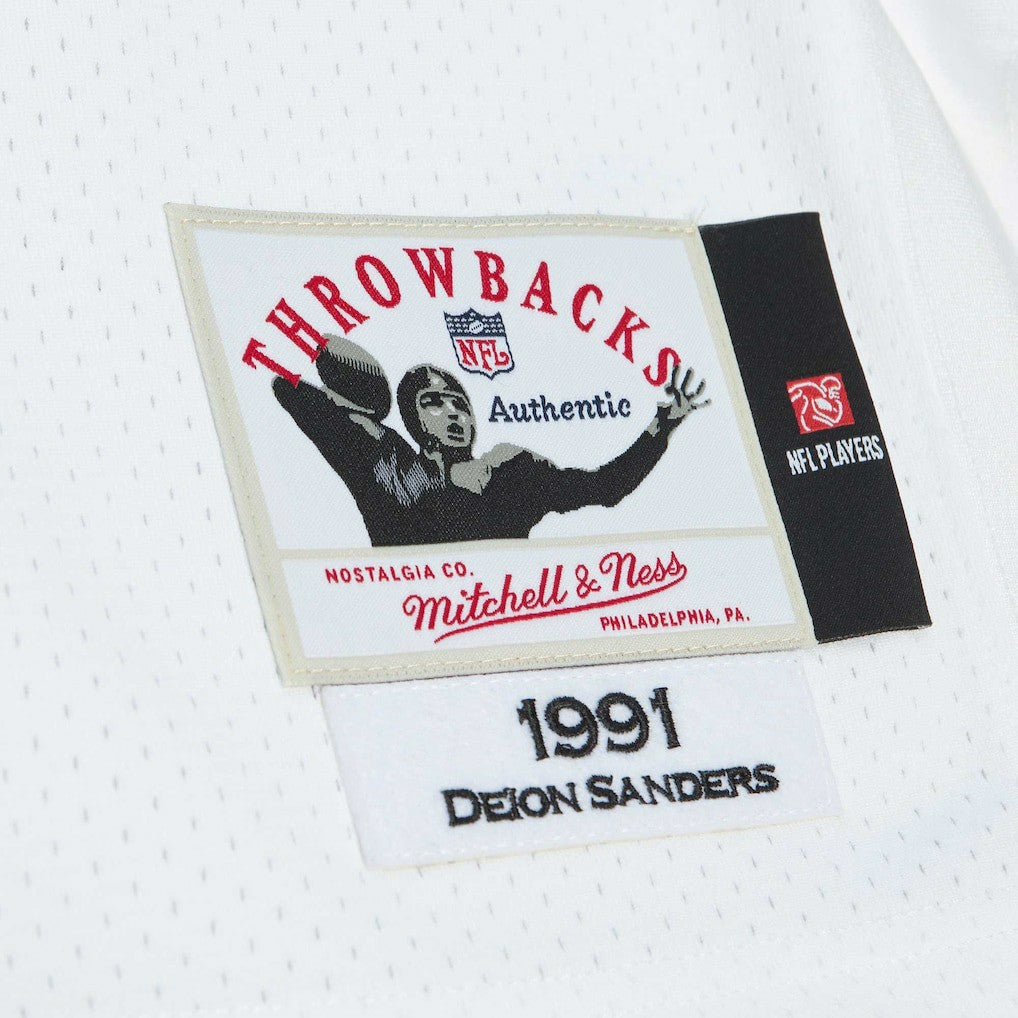 Deion Sanders Atlanta Falcons 1991 Authentic Throwback Retired Player Jersey White - Mitchell & Ness