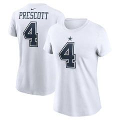 Dak Prescott Dallas Cowboys Women's Player Name & Number T-Shirt White - Nike