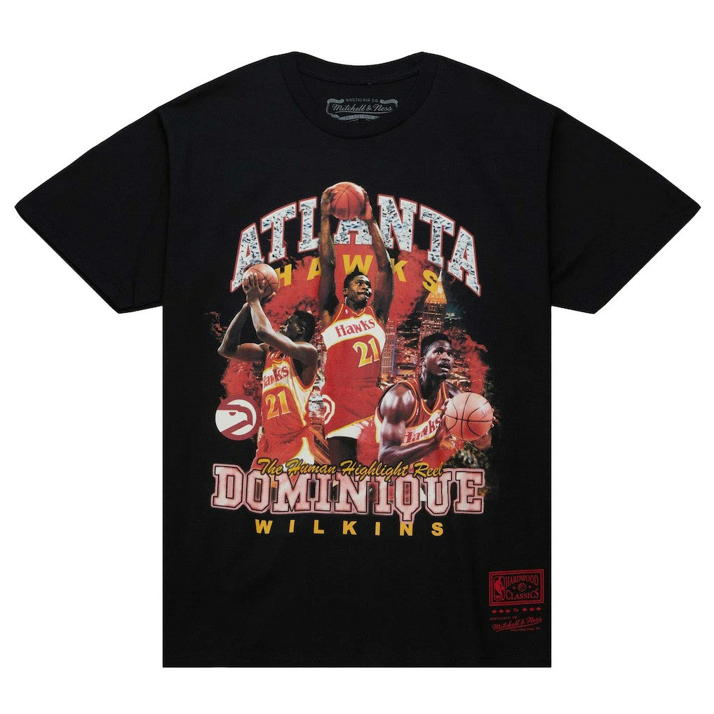 Mitchell & Ness - Dominique Wilkins Atlanta Hawks Hardwood Classics Bling Concert Player T-Shirt - Black