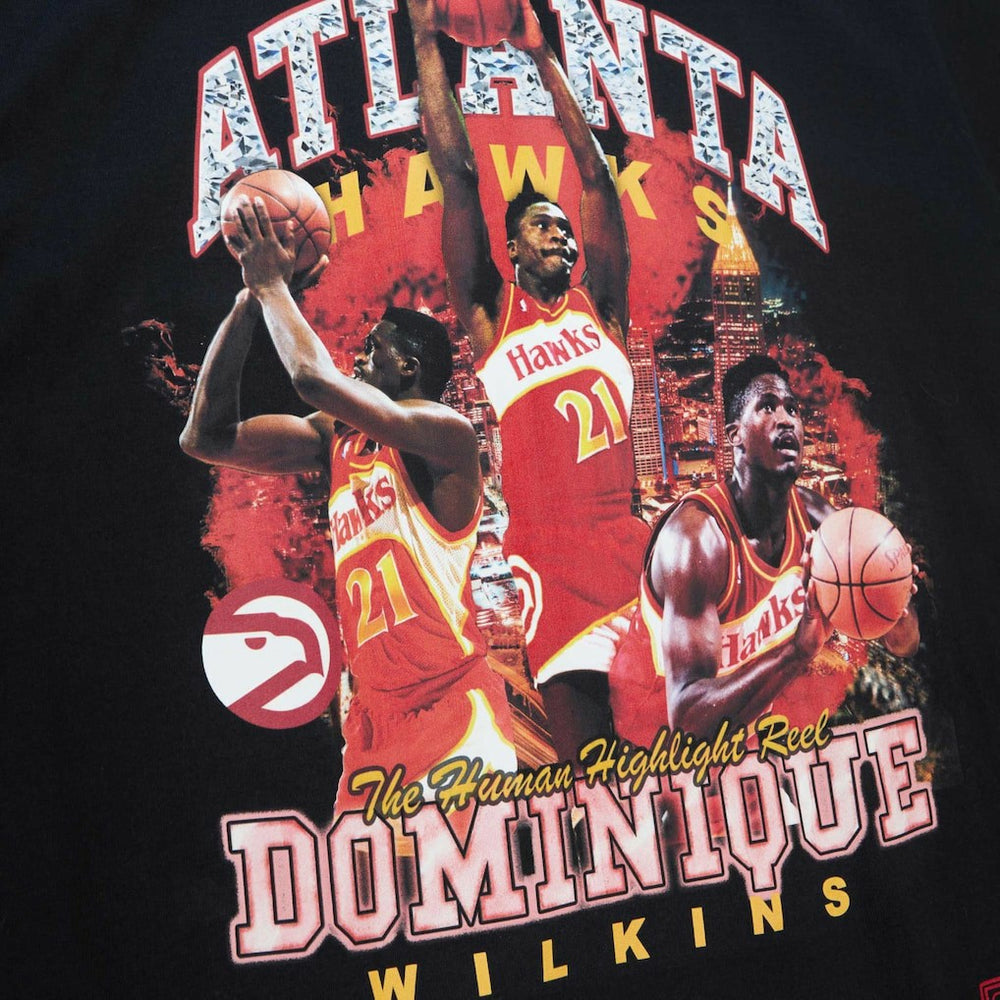 Mitchell & Ness - Dominique Wilkins Atlanta Hawks Hardwood Classics Bling Concert Player T-Shirt - Black