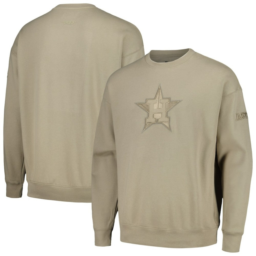Houston Astros Pro Standard Neutral Drop Shoulder Pullover Sweatshirt On Sale
