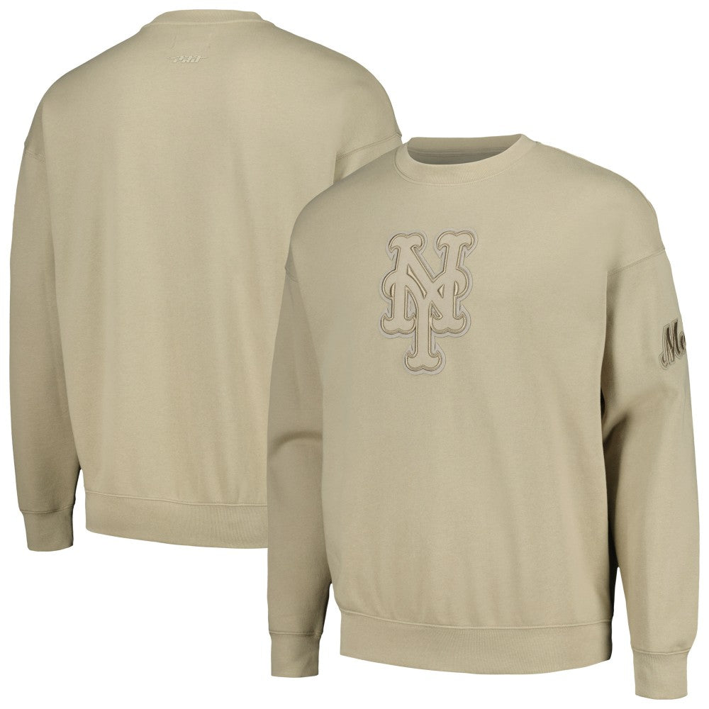 New York Mets Pro Standard Neutral Drop Shoulder Pullover Sweatshirt Clearance