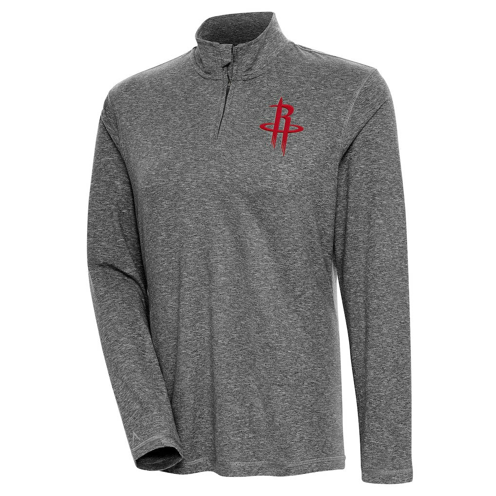 NBA - Houston Rockets Antigua Women's Confront Quarter-Zip Pullover Top - Heather Black