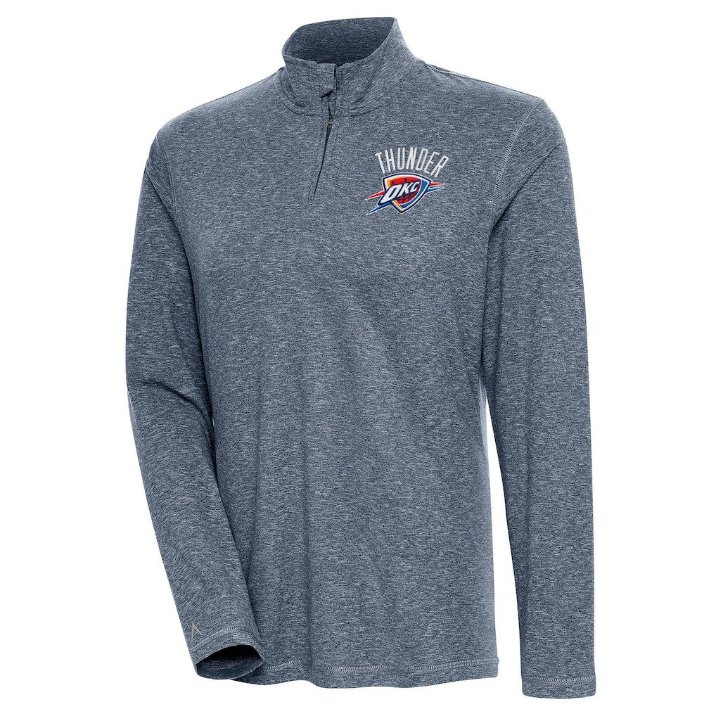 NBA - Oklahoma City Thunder Antigua Women's Confront Quarter-Zip Pullover Top - Heather Navy