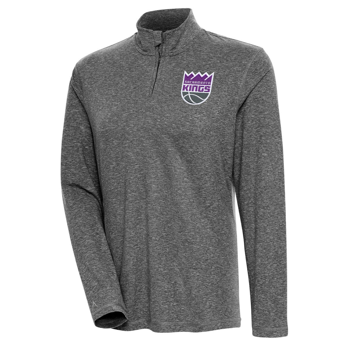 NBA - Sacramento Kings Antigua Women's Confront Quarter-Zip Pullover Top - Heather Black