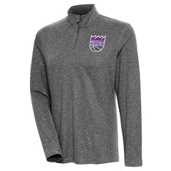 NBA - Sacramento Kings Antigua Women's Confront Quarter-Zip Pullover Top - Heather Black