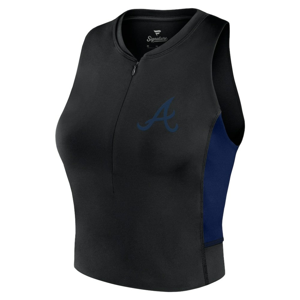 Atlanta Braves Fanatics Women's Studio Half-Zip Fitted Gym Tank Top Lifestyle