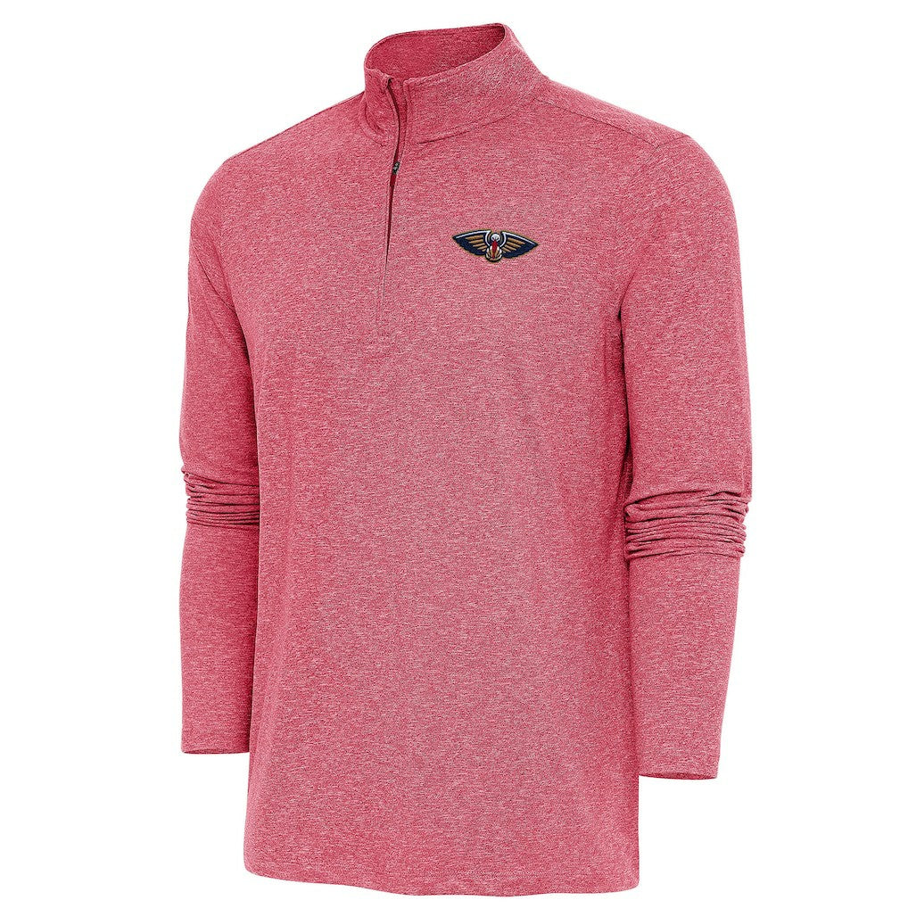 NBA - New Orleans Pelicans Antigua Hunk Quarter-Zip Pullover Top - Heather Red