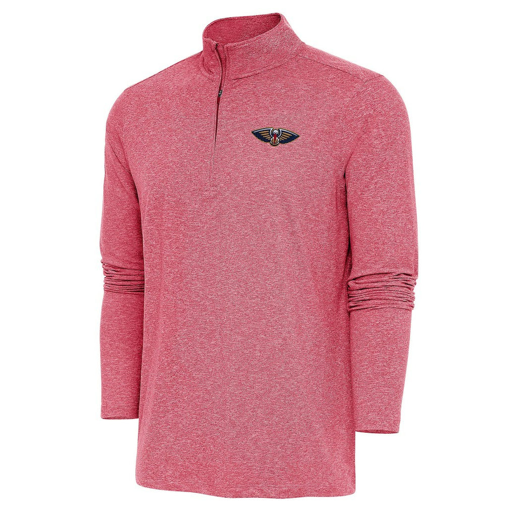 NBA - New Orleans Pelicans Antigua Hunk Quarter-Zip Pullover Top - Heather Red