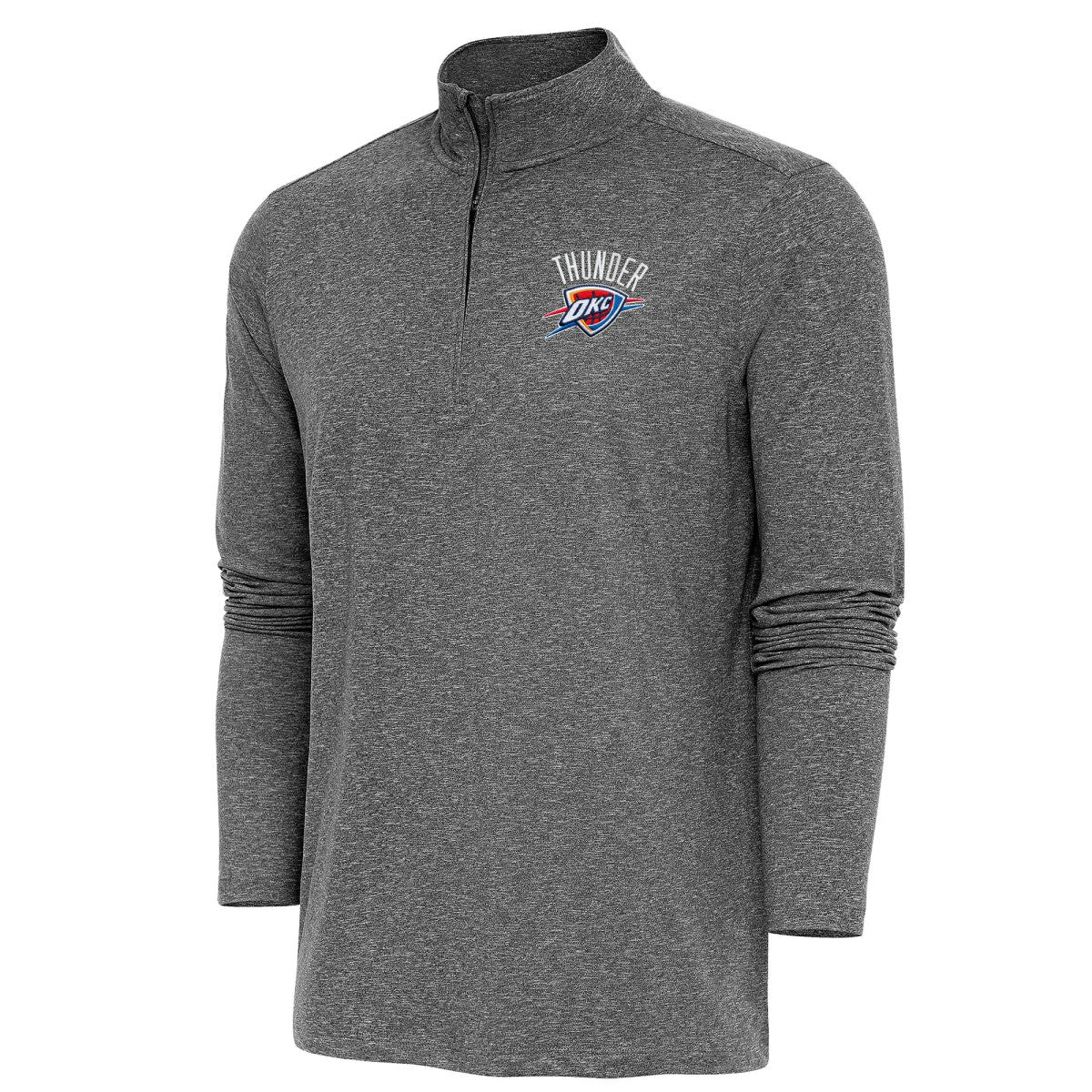 NBA - Oklahoma City Thunder Antigua Hunk Quarter-Zip Pullover Top - Heather Black