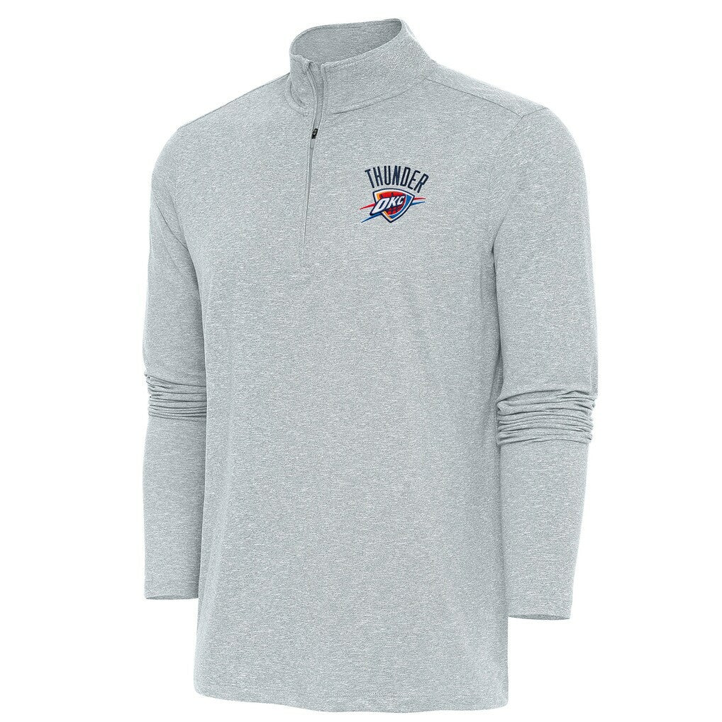 NBA - Oklahoma City Thunder Antigua Hunk Quarter-Zip Pullover Top - Heather Gray