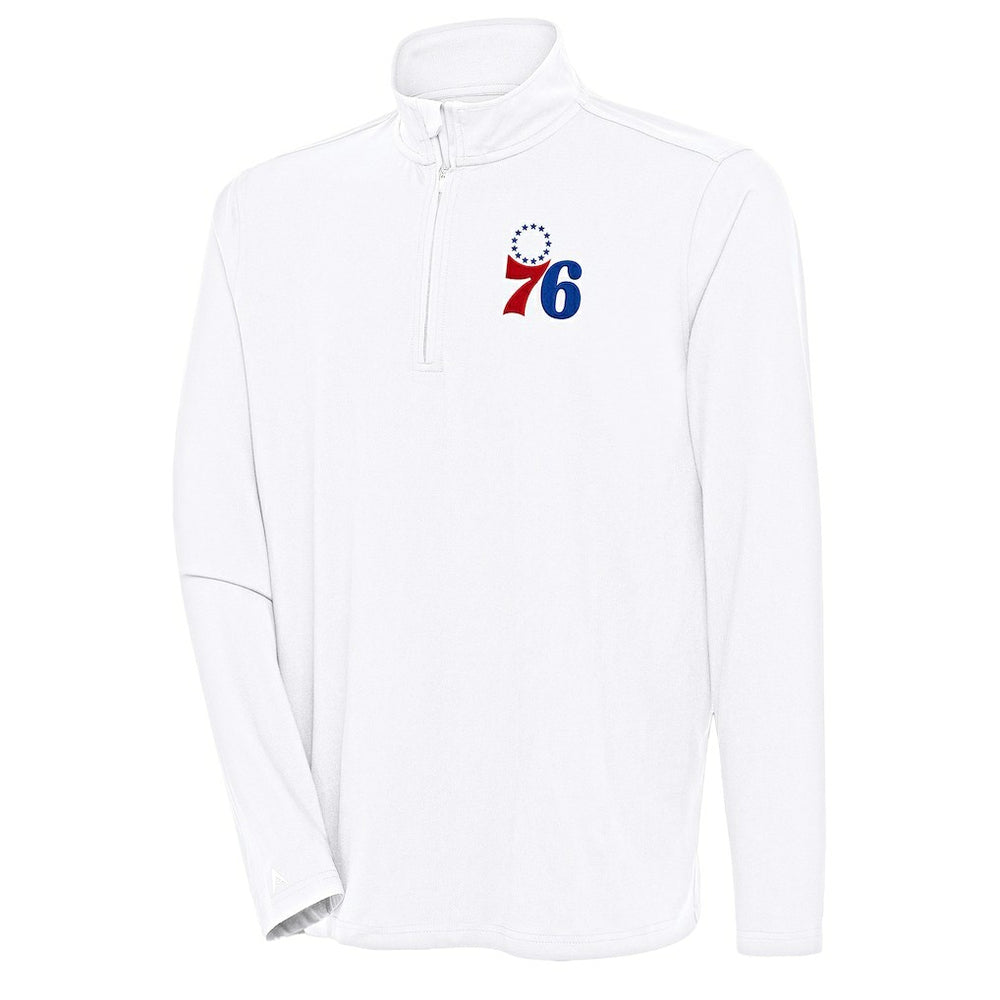 NBA - Philadelphia 76ers Antigua Hunk Quarter-Zip Pullover Top - White