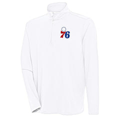 NBA - Philadelphia 76ers Antigua Hunk Quarter-Zip Pullover Top - White