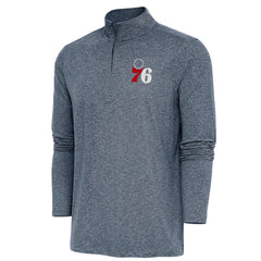 NBA - Philadelphia 76ers Antigua Hunk Quarter-Zip Pullover Top - Heather Navy