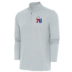 NBA - Philadelphia 76ers Antigua Hunk Quarter-Zip Pullover Top - Heather Gray