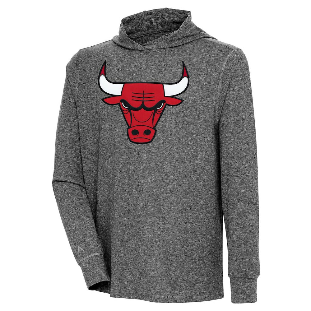 NBA - Chicago Bulls Antigua Saga Long Sleeve Hoodie T-Shirt - Heather Black