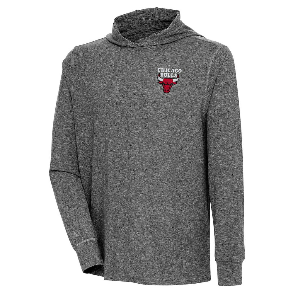 NBA - Chicago Bulls Antigua Saga Long Sleeve Hoodie T-Shirt - Heather Black