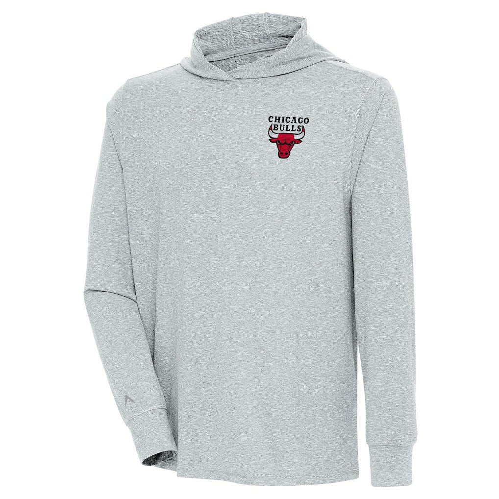 NBA - Chicago Bulls Antigua Saga Long Sleeve Hoodie T-Shirt - Heather Gray
