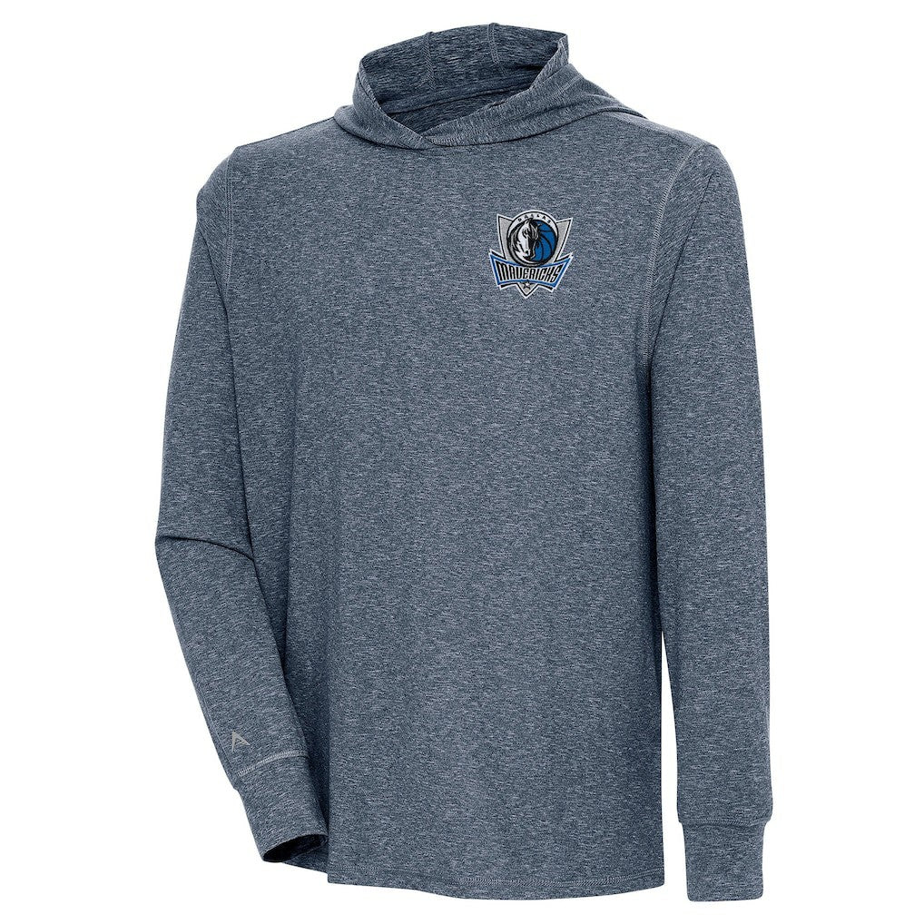 NBA - Dallas Mavericks Antigua Saga Long Sleeve Hoodie T-Shirt - Heather Navy