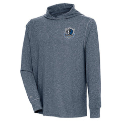 NBA - Dallas Mavericks Antigua Saga Long Sleeve Hoodie T-Shirt - Heather Navy