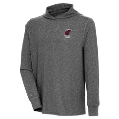 NBA - Miami Heat Antigua Saga Long Sleeve Hoodie T-Shirt - Heather Black