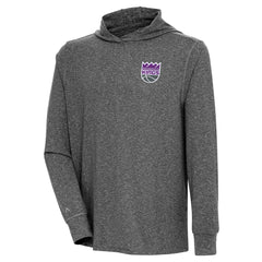 NBA - Sacramento Kings Antigua Saga Long Sleeve Hoodie T-Shirt - Heather Black