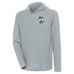 NBA - Boston Celtics Antigua Strong Hold Long Sleeve Henley Hoodie T-Shirt - Gray