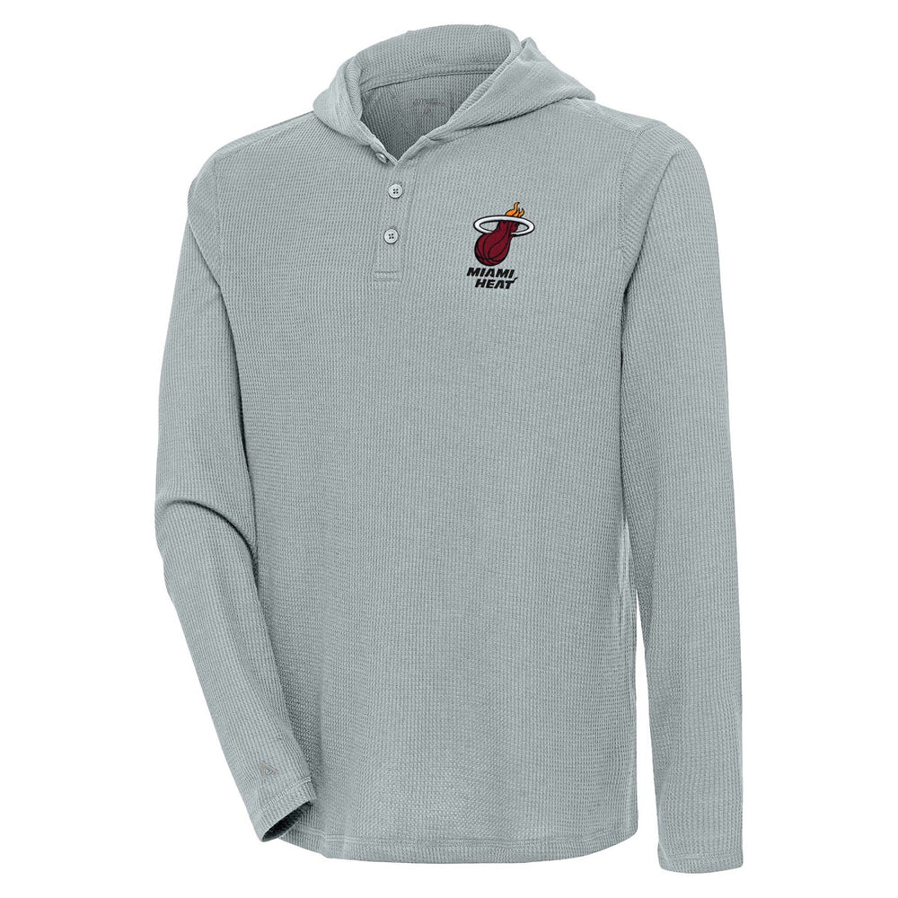 NBA - Miami Heat Antigua Strong Hold Long Sleeve Henley Hoodie T-Shirt - Gray