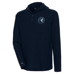 NBA - Minnesota Timberwolves Antigua Strong Hold Long Sleeve Henley Hoodie T-Shirt - Navy