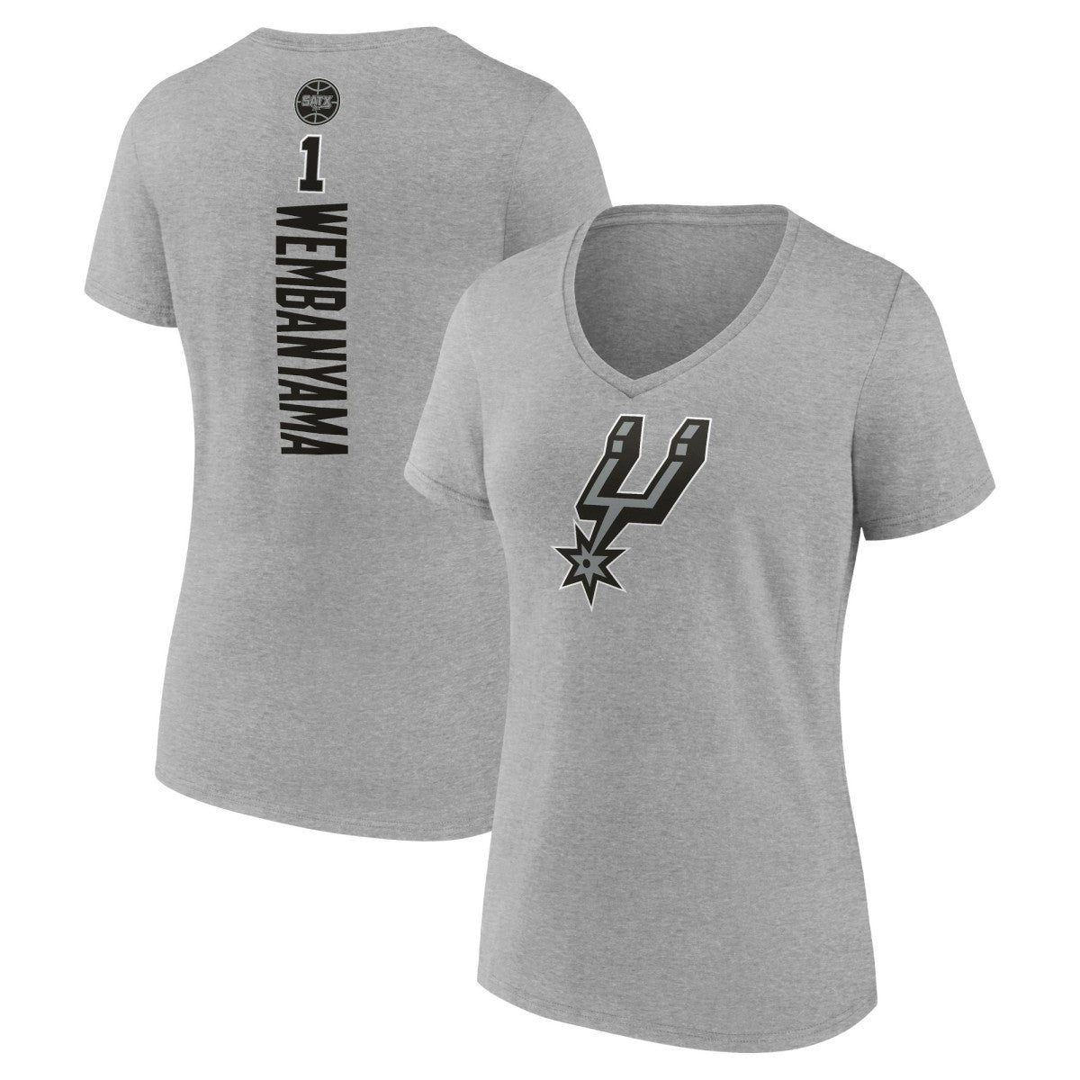 NBA - Victor Wembanyama San Antonio Spurs Women's Playmaker Name & Number V-Neck T-Shirt - Gray