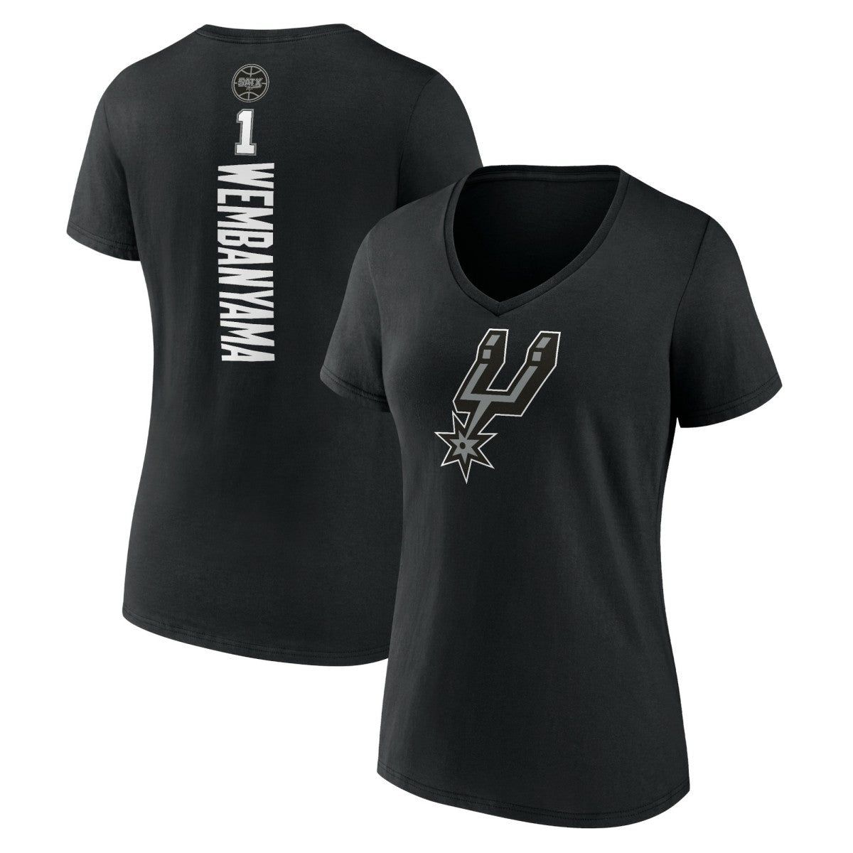 NBA - Victor Wembanyama San Antonio Spurs Women's Playmaker Name & Number V-Neck T-Shirt - Black