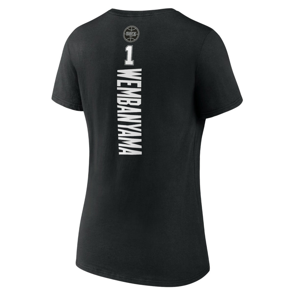 NBA - Victor Wembanyama San Antonio Spurs Women's Playmaker Name & Number V-Neck T-Shirt - Black