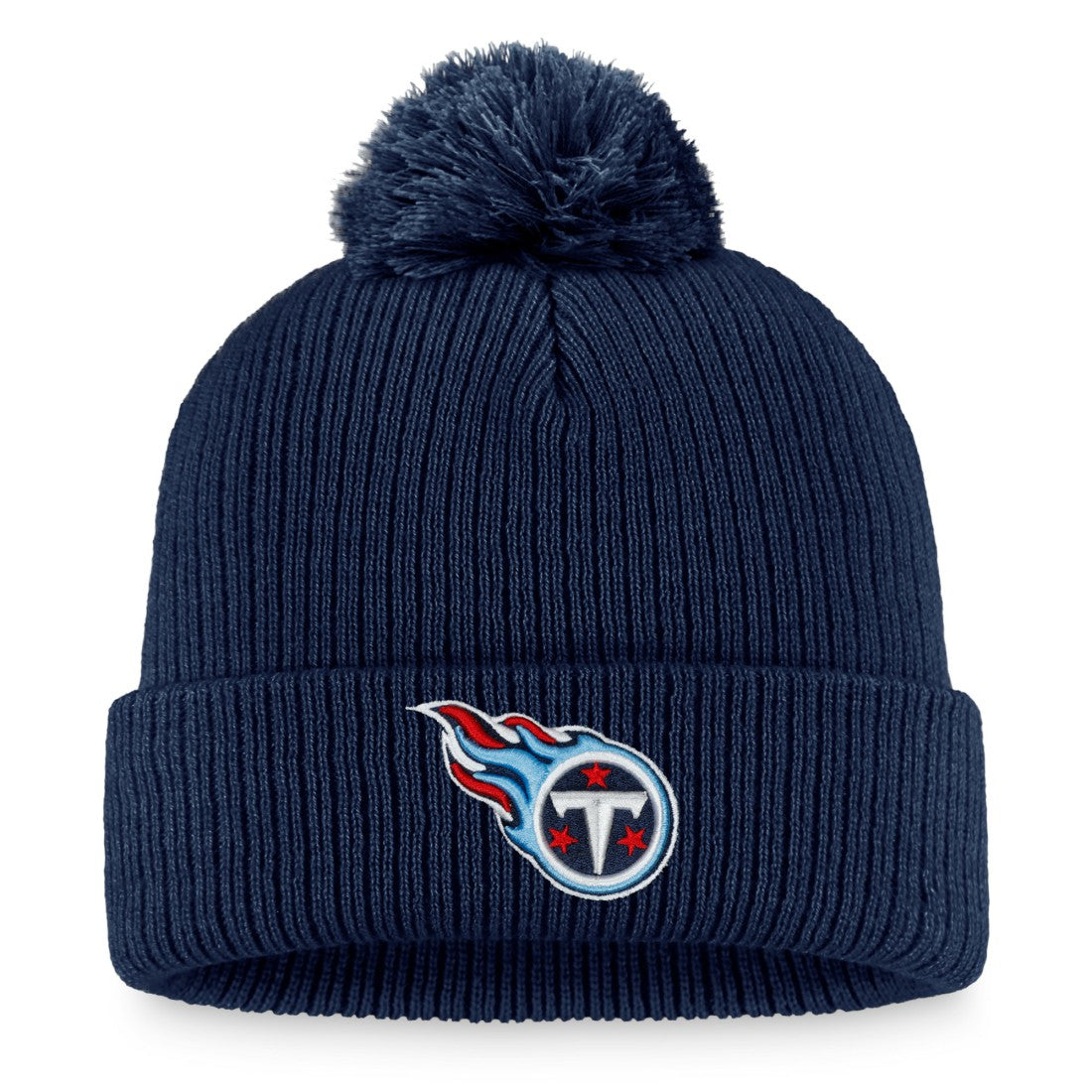 Tennessee Titans Women's Logo Cuffed Knit Hat with Pom Navy - Fanatics