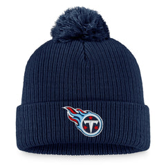 Tennessee Titans Women's Logo Cuffed Knit Hat with Pom Navy - Fanatics
