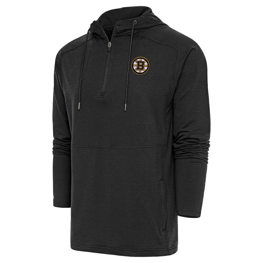 Boston Bruins Antigua Spikes Raglan Quarter-Zip Hoodie Heather Black
