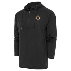 Boston Bruins Antigua Spikes Raglan Quarter-Zip Hoodie Heather Black