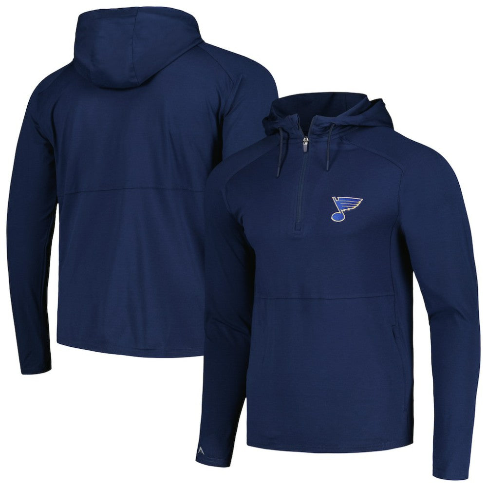 St. Louis Blues - Antigua Spikes Raglan Quarter-Zip Hoodie Heather Navy