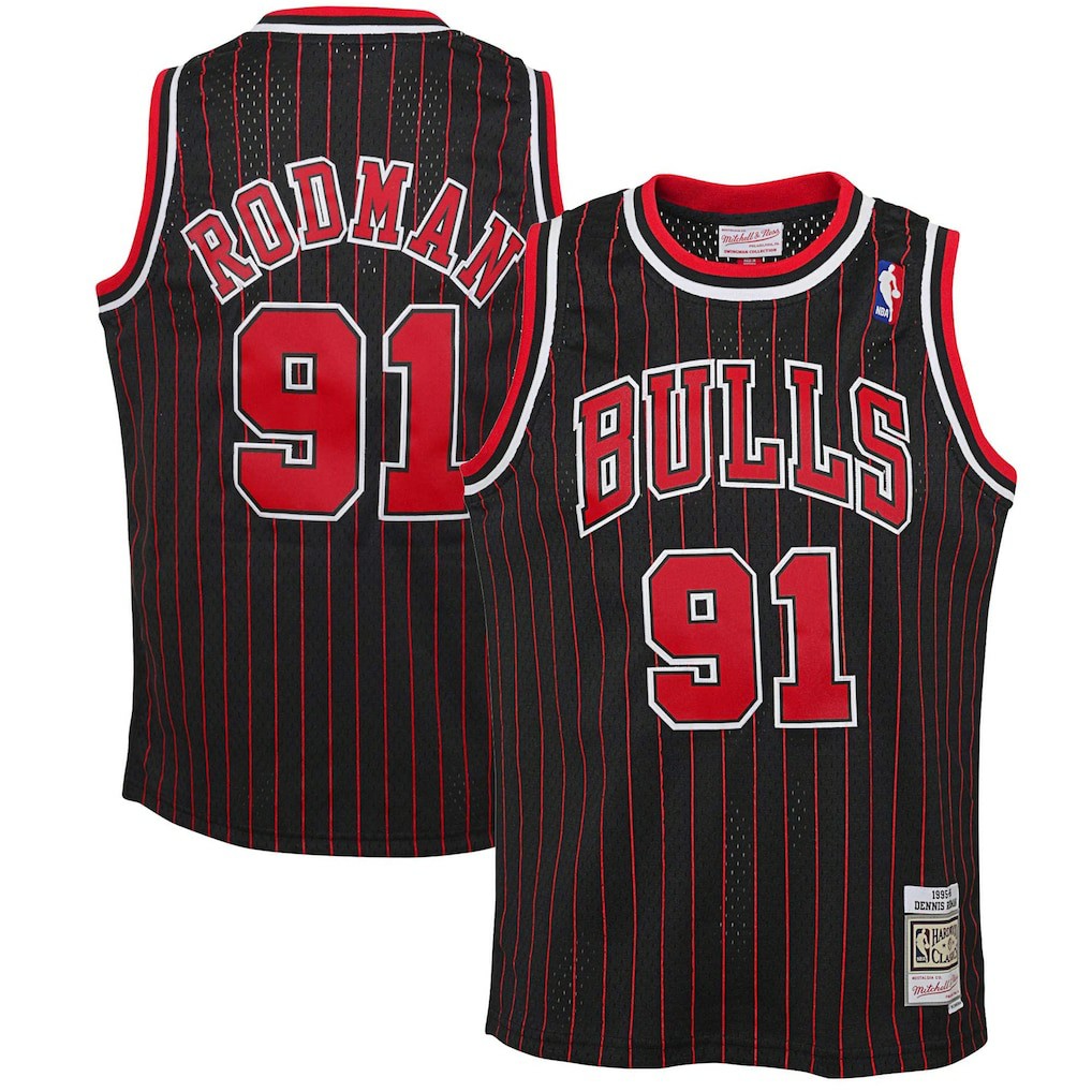 Mitchell & Ness - Dennis Rodman Chicago Bulls Youth 1995/96 Hardwood Classics Swingman Jersey - Black