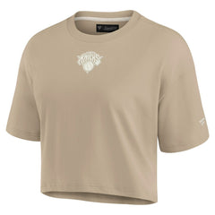 Fanatics - New York Knicks Women's Elements Super Soft Boxy Cropped T-Shirt - Khaki