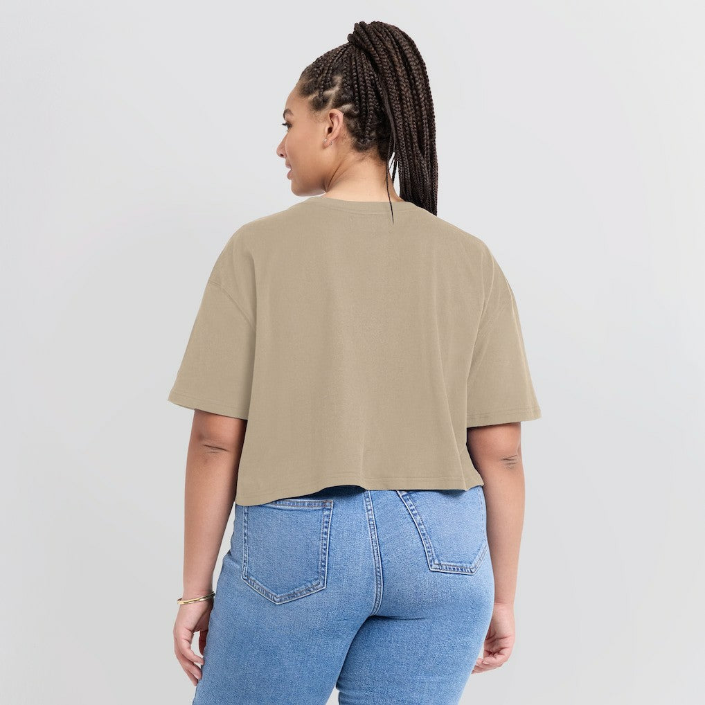 Fanatics - New York Knicks Women's Elements Super Soft Boxy Cropped T-Shirt - Khaki