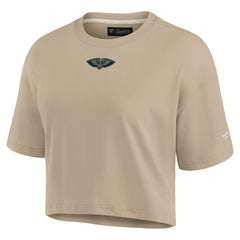 Fanatics - New Orleans Pelicans Women's Elements Super Soft Boxy Cropped T-Shirt - Khaki
